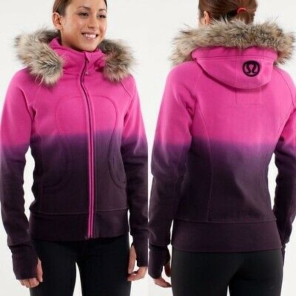 lululemon athletica Sweaters - Lululemon special edition purple ombre faux fur scuba hoodie size 4